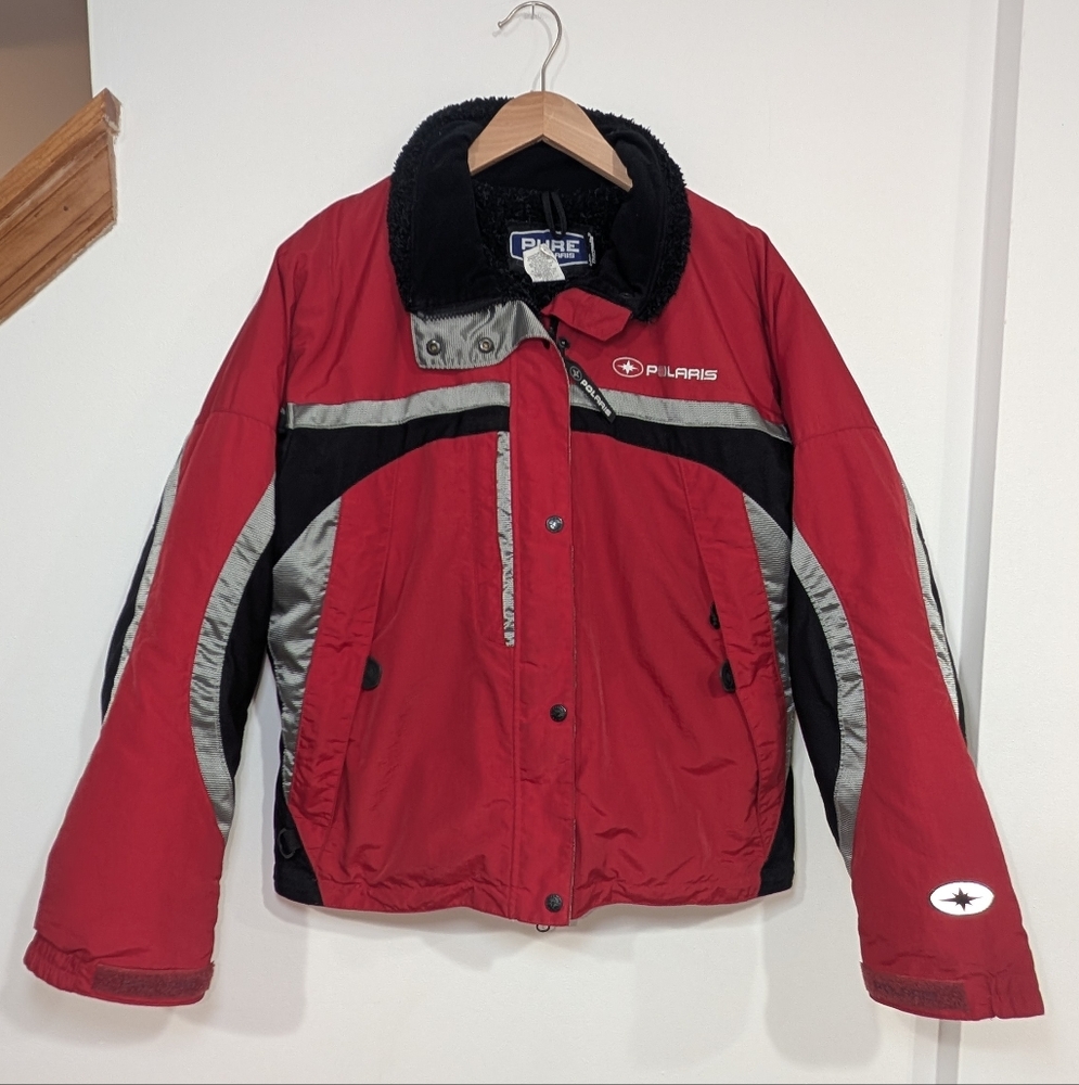 Vintage Pure Polaris Snowmobile Snow Machine Insulated Winter Coat Red Womens XL